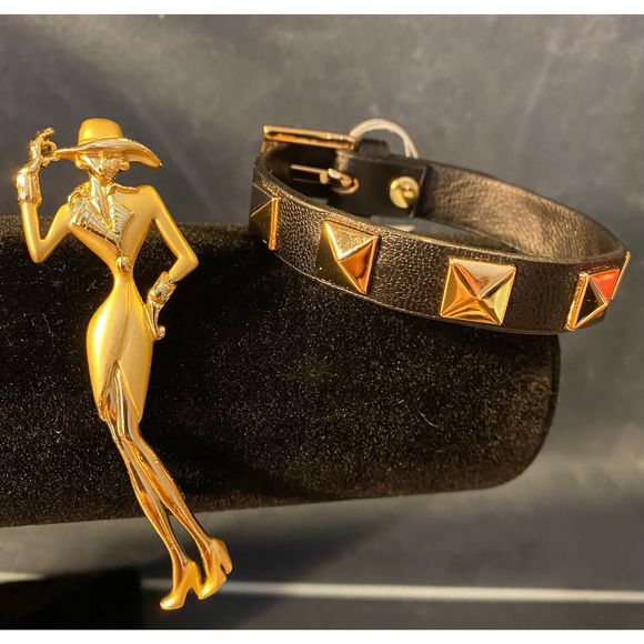 BNWT - PARK LANE BLACK RADLEY BRACELET BAND GOLD STUD - Picture 2 of 5